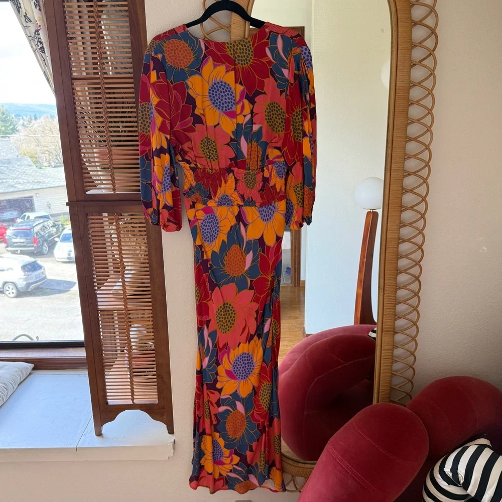 Farm Rio Floral Dots Midi Dress, size L - Picture 6 of 11